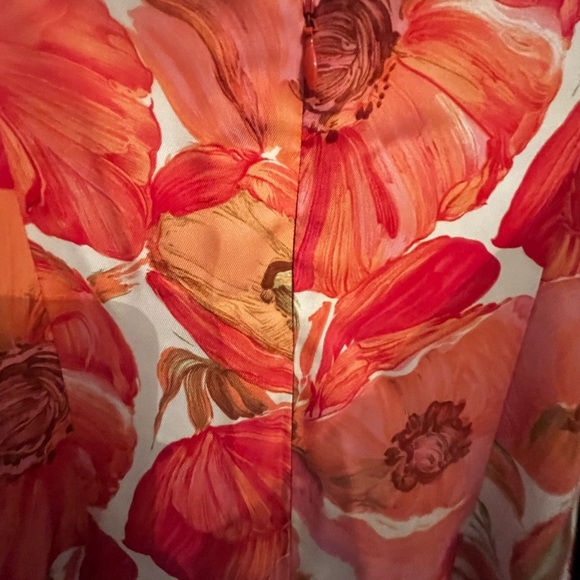 Ann Taylor Poppy Floral Sz 12P Silk Midi Spaghetti Strap Dress - Picture 5 of 9